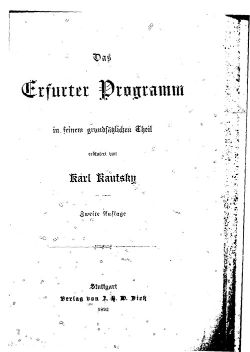 Titelblatt von Das Erfurter Programm